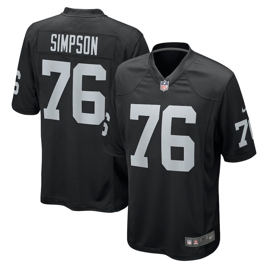Men Oakland Raiders 76 John Simpson Nike Black Game NFL Jersey
